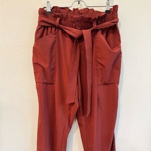Athleta Women's Paperbag Waist Trousers in Burgundy